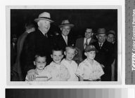 Alben Barkley, Harold Cooley, and Herbert Bonner with children